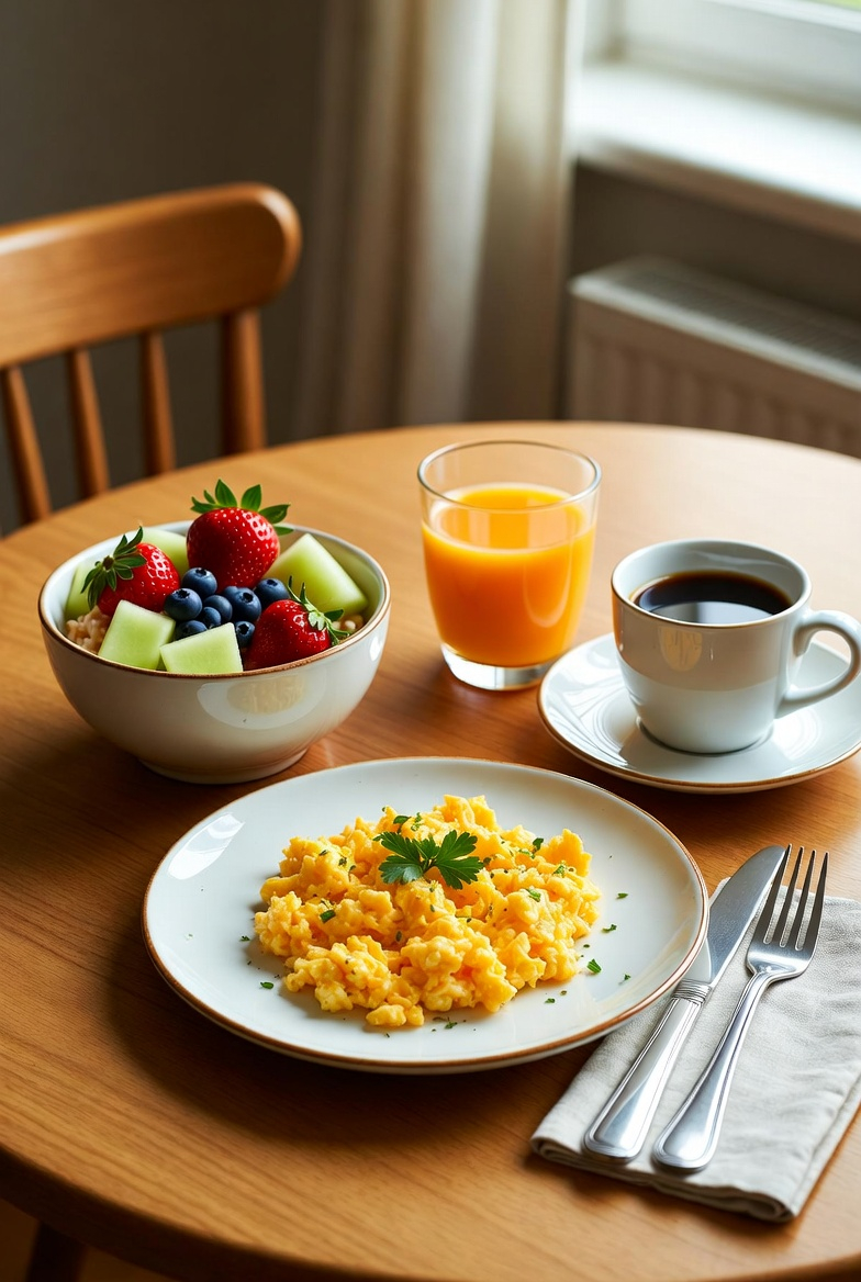 Healthy breakfast table